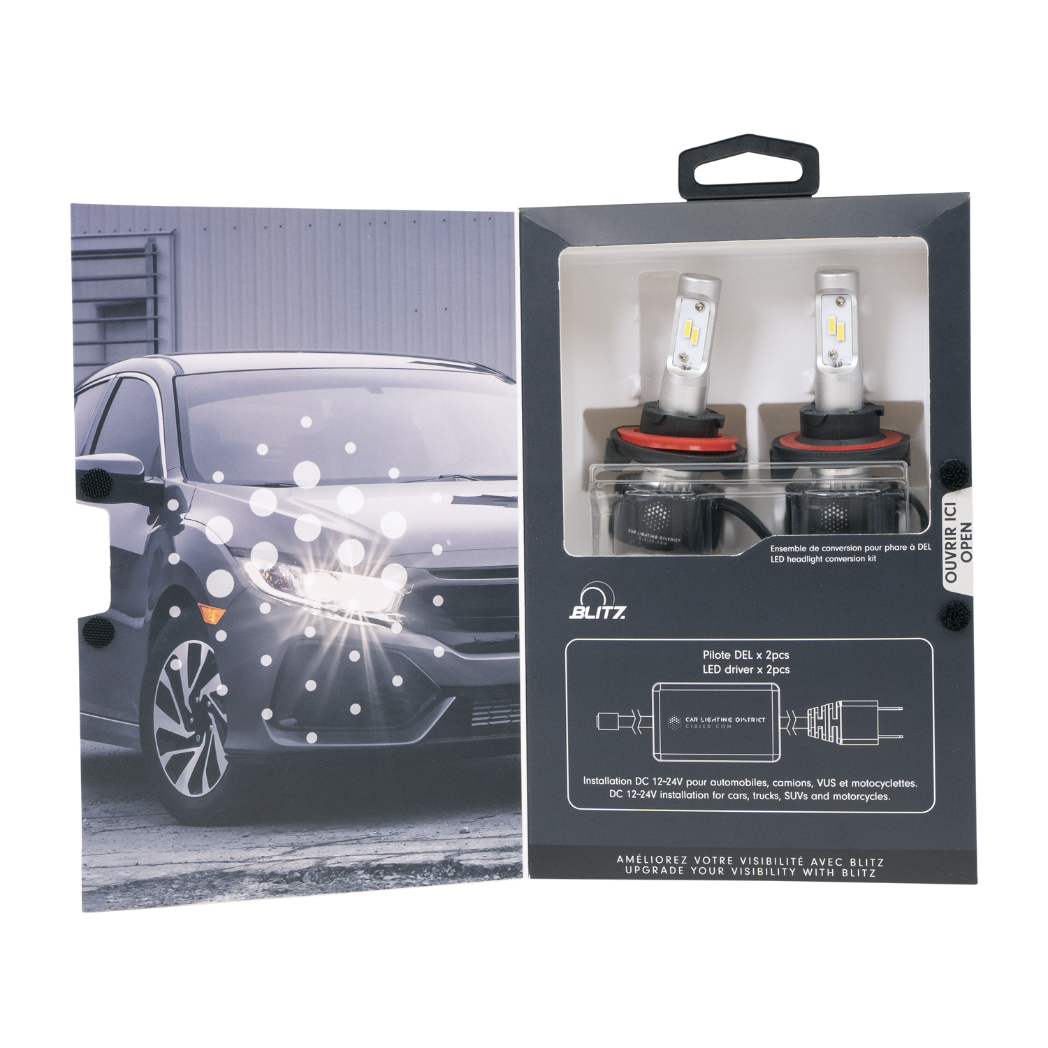 CLD CLDBLH13 H13 Kit DEL 7000 Lumens - Récréashop