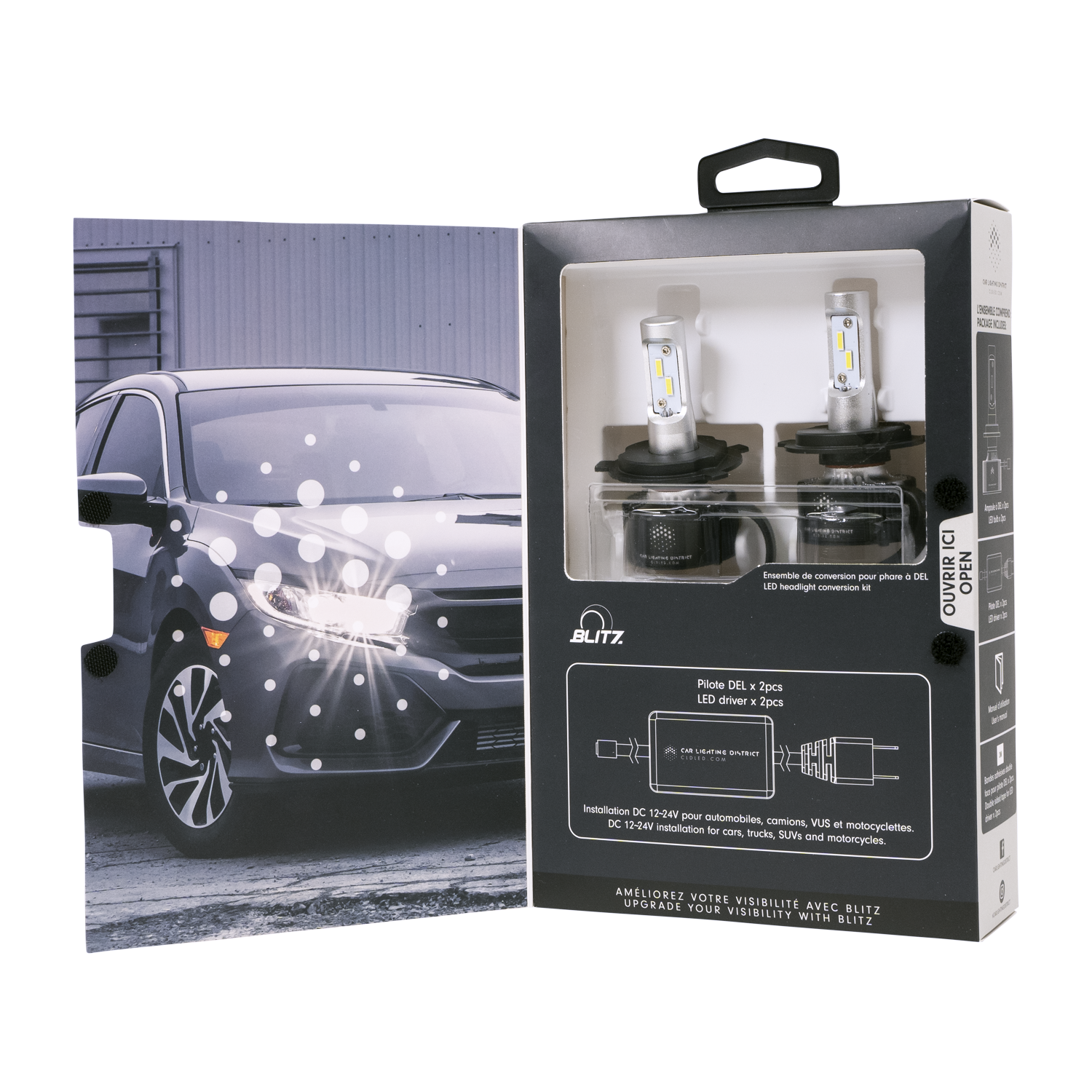 CLD CLDBLH4 H4 Kit DEL 7000 Lumens - Récréashop