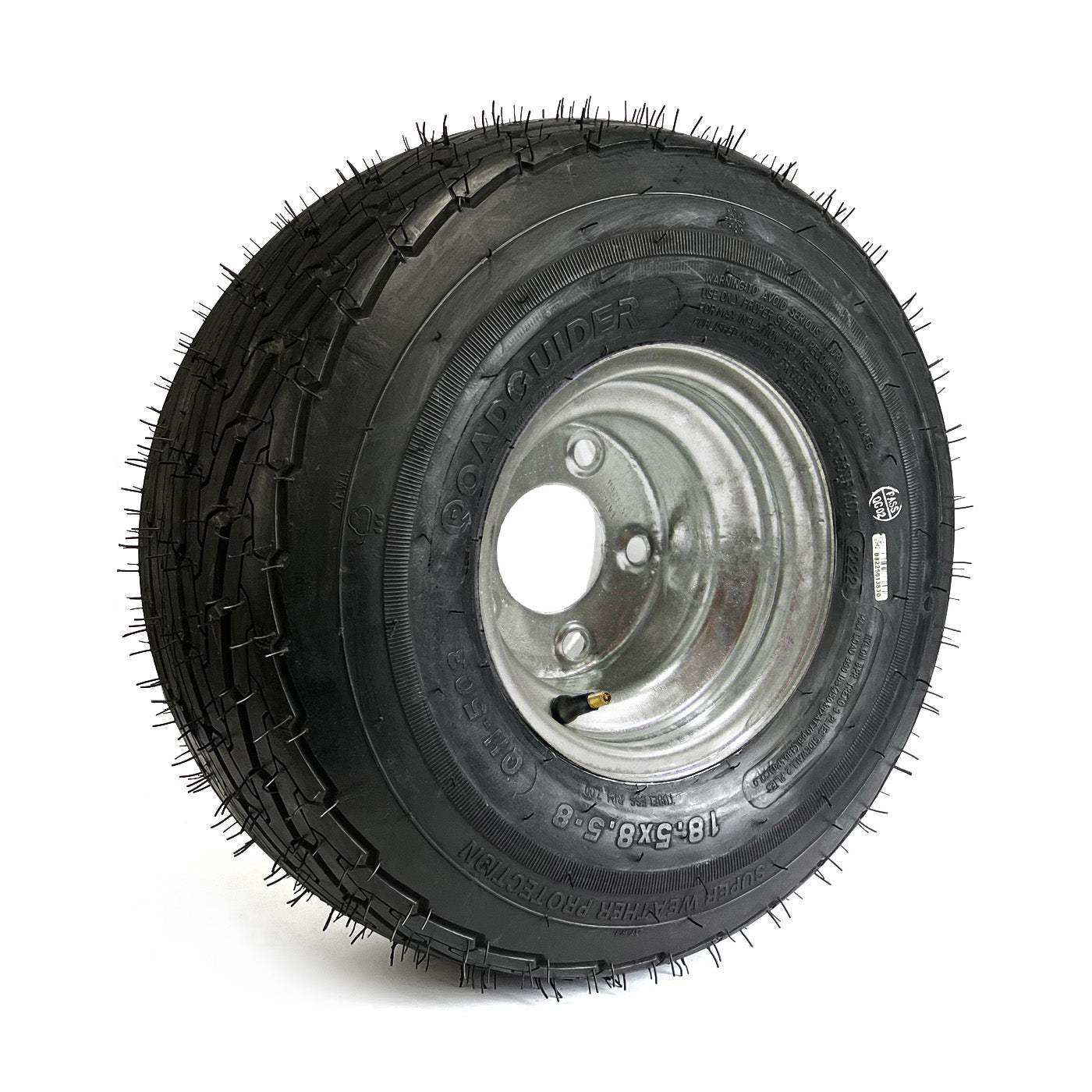 Pneu 215/60-8 18 1/2" x 8 1/2" x 8" 8 plis LRD 990 lbs Roadguider et jante 8" 5 trous galvanisée - RecreaShop