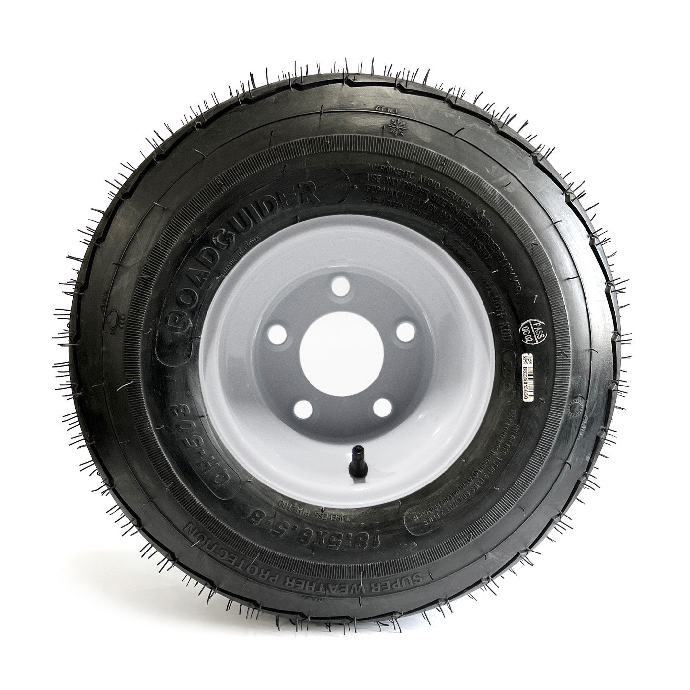 Pneu 215/60-8 18 1/2" x 8 1/2" x 8" 8 plis LRD 990 lbs Roadguider et jante 8" 5 trous blanche avec valve - RecreaShop