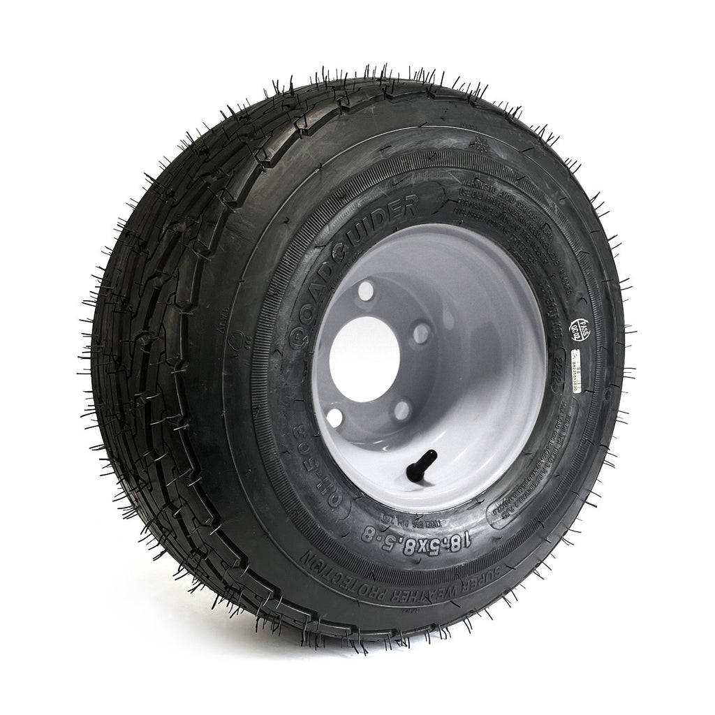 Pneu 215/60-8 18 1/2" x 8 1/2" x 8" 8 plis LRD 990 lbs Roadguider et jante 8" 5 trous blanche - RecreaShop
