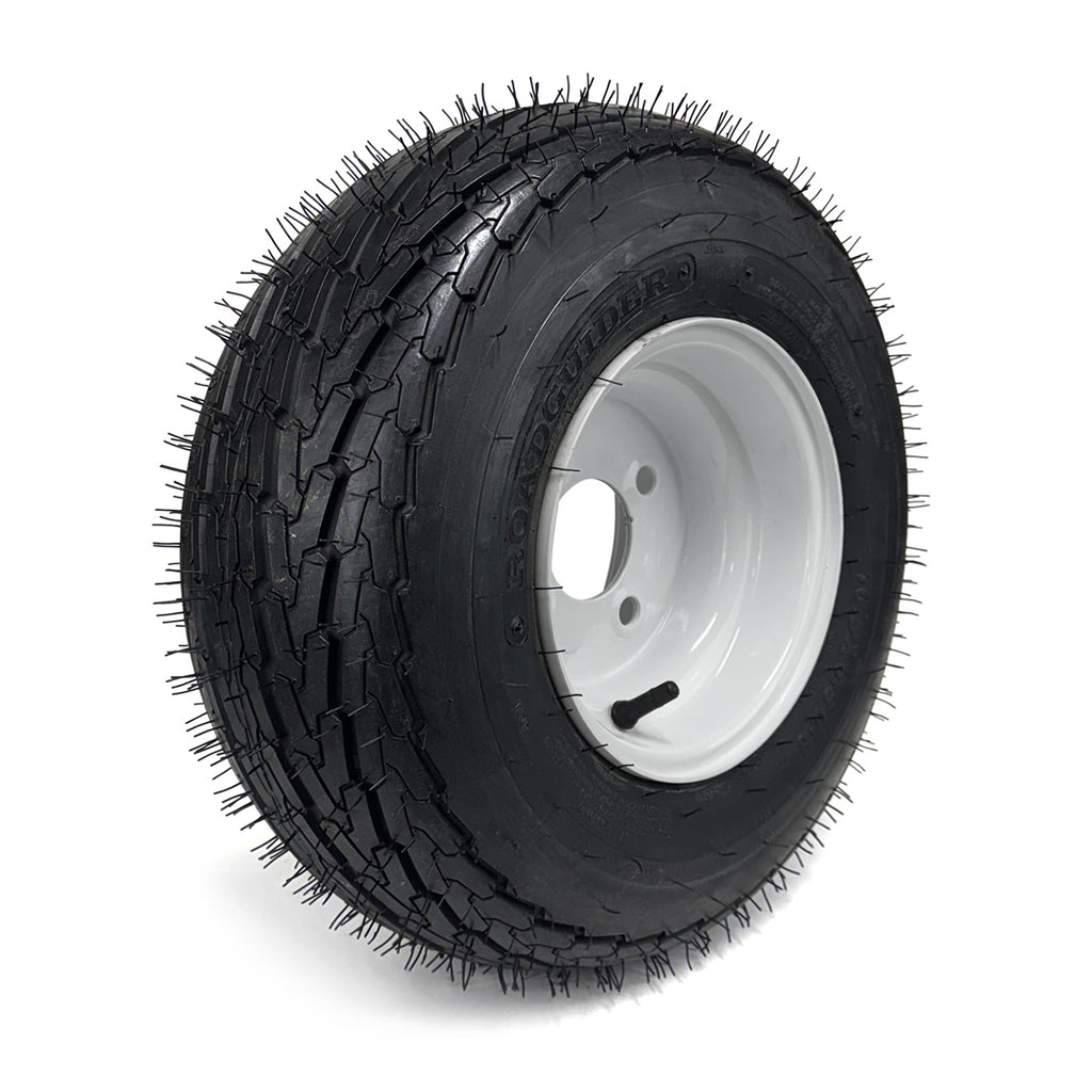 Pneu 165/65-8 16 1/2" x 6 1/2" x 8" 6 plis LRC 785 lbs Roadguider et jante 8" 4 trous blanche - RecreaShop