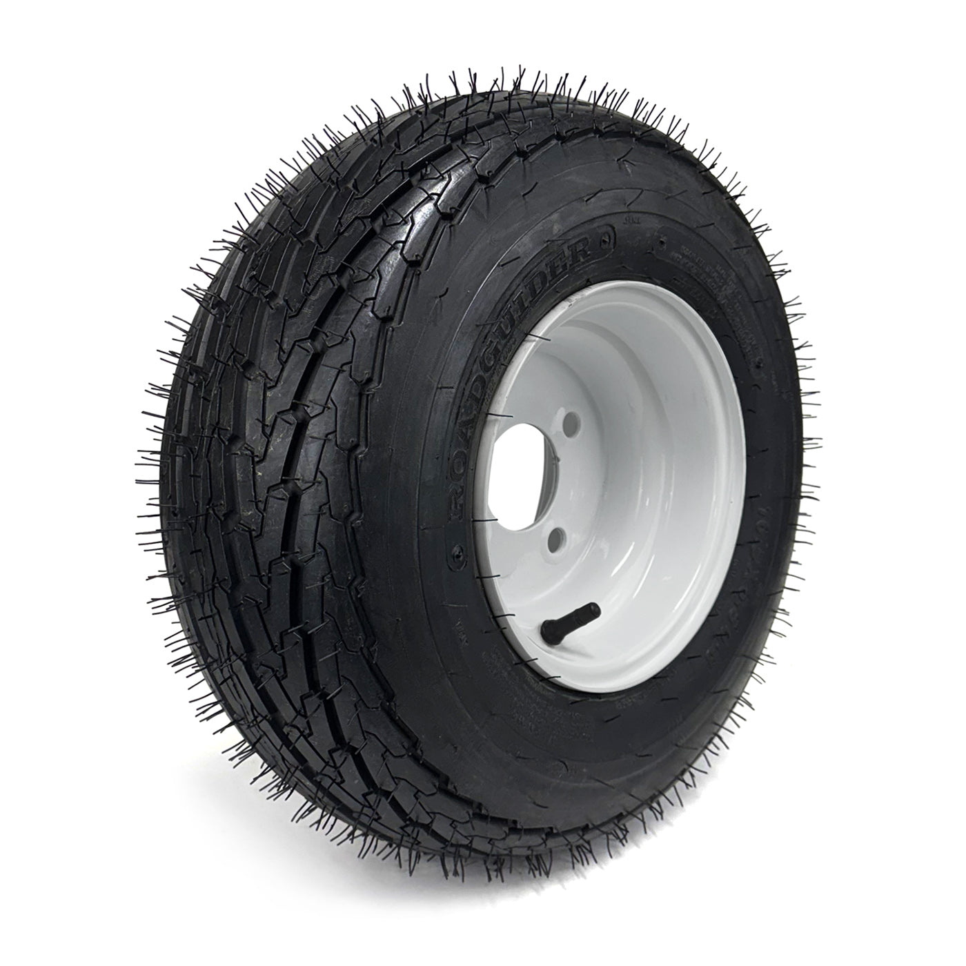 Pneu 165/65-8 16 1/2" x 6 1/2" x 8" 6 plis LRC 785 lbs Roadguider et jante 8" 4 trous blanche - RecreaShop