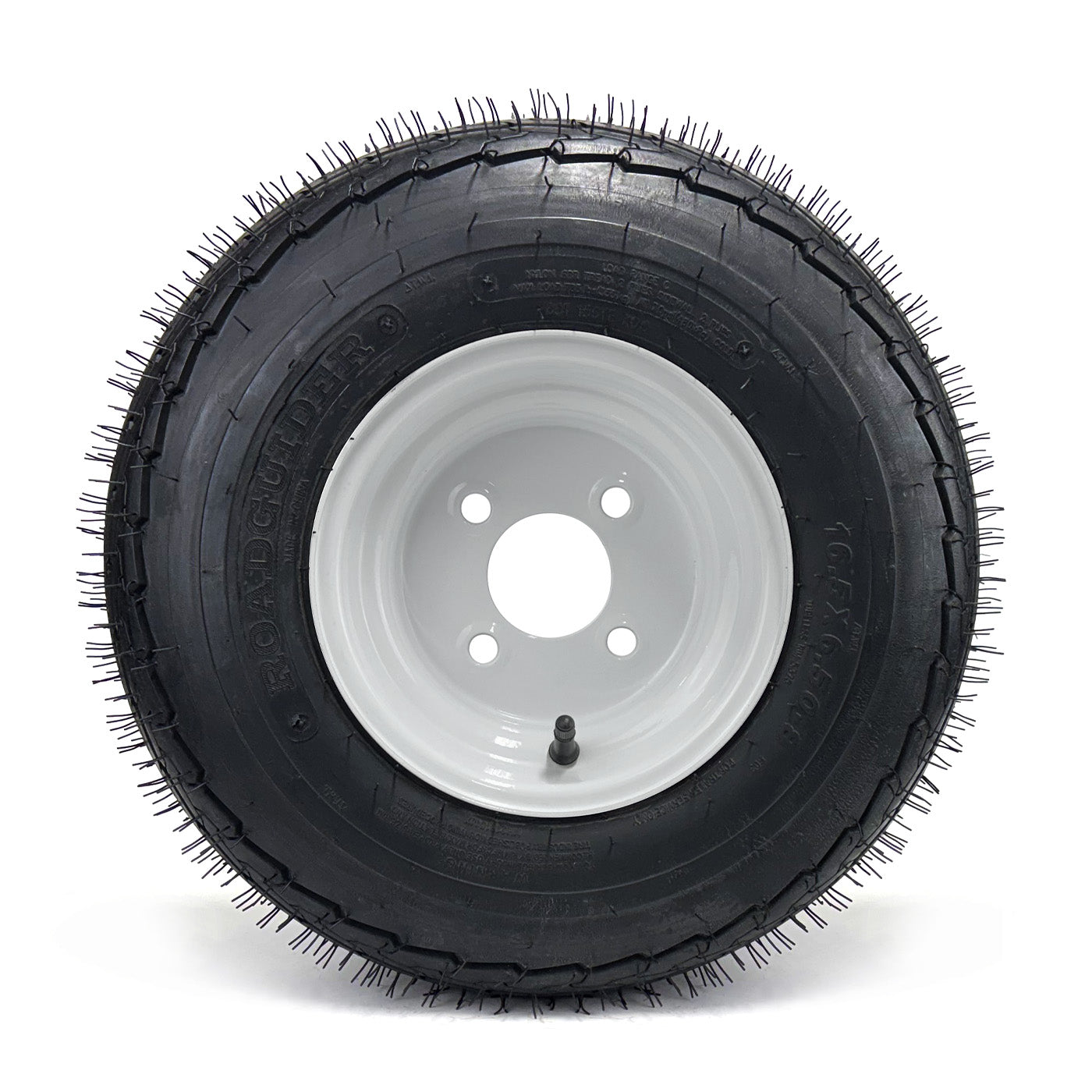 Pneu 165/65-8 16 1/2" x 6 1/2" x 8" 6 plis LRC 785 lbs Roadguider et jante 8" 4 trous blanche - RecreaShop