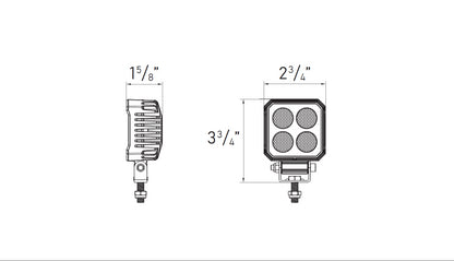 LUMIÈRE DE TRAVAIL DEL 3" CARRÉ 2200LM