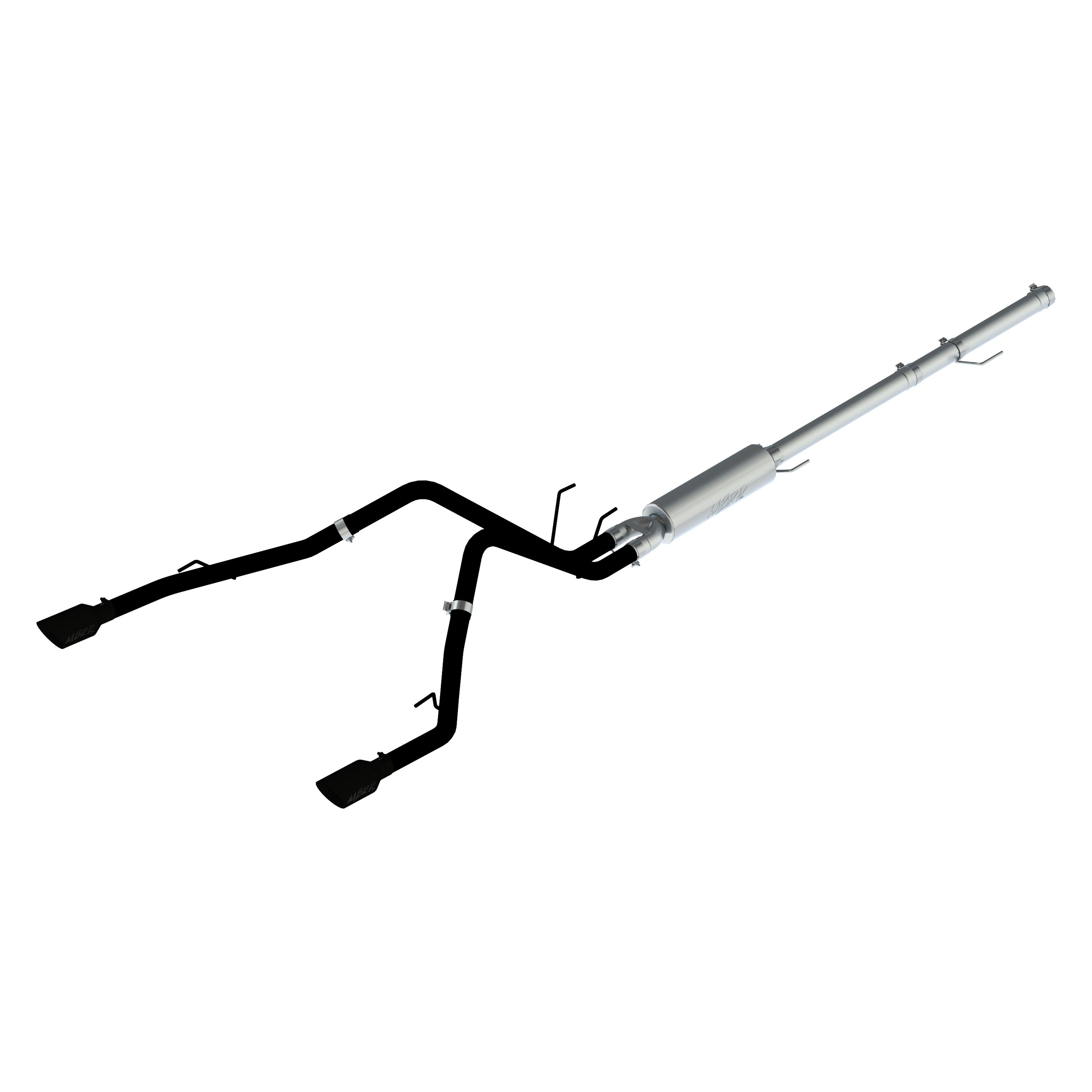 Blk Coated 2.5"CatBackDual Split Rr  1500 Classic  19-21 - Récréashop