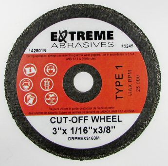 (50)DISQUES ABRASIF 3"x1/16"x3/8" T1 A36-R-BF-FAST CUT - Récréashop