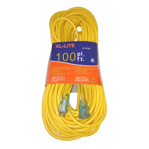 RALLONGE ELECT.JAUNE 12G X 25' - Récréashop