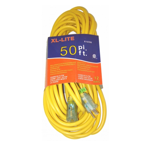 RALLONGE ELECT.JAUNE 12G X 50' - Récréashop