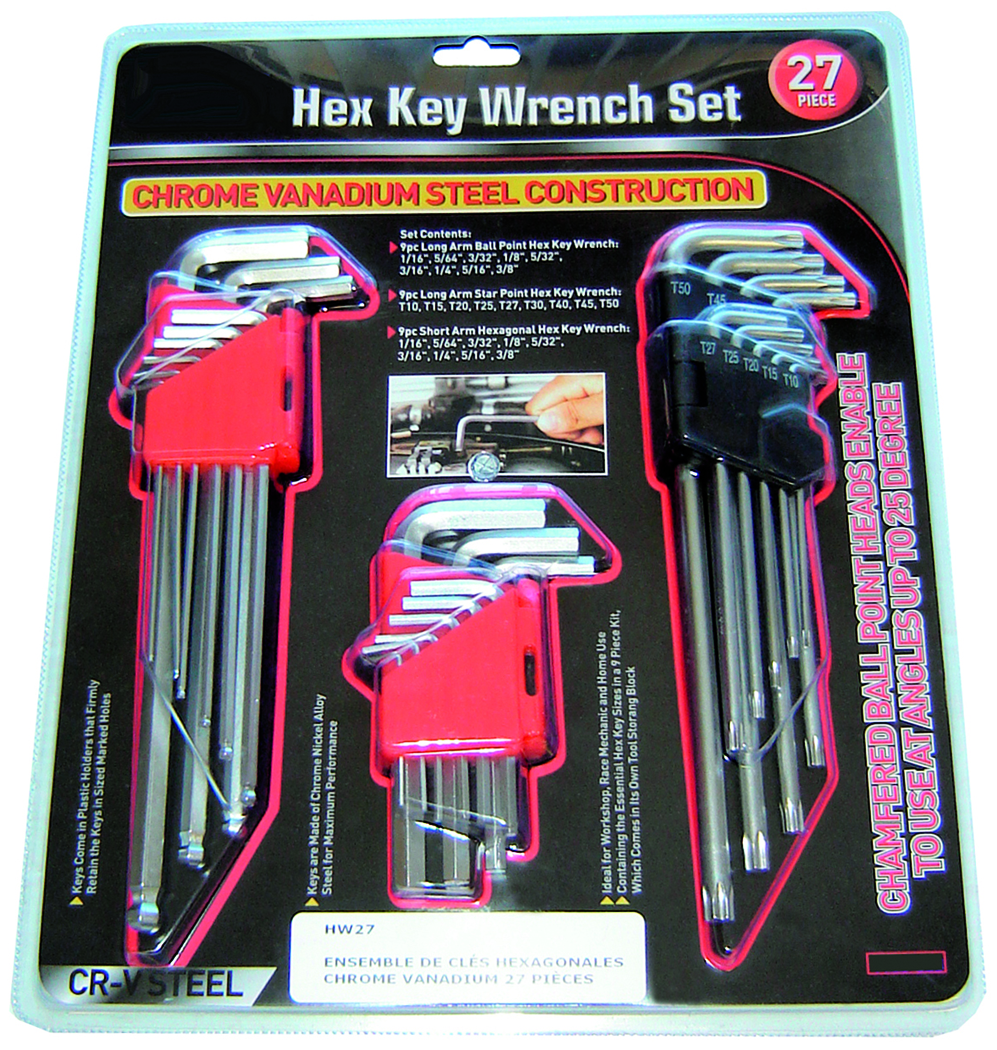 CLES HEXAGONALES 27PCES ACIER - Récréashop
