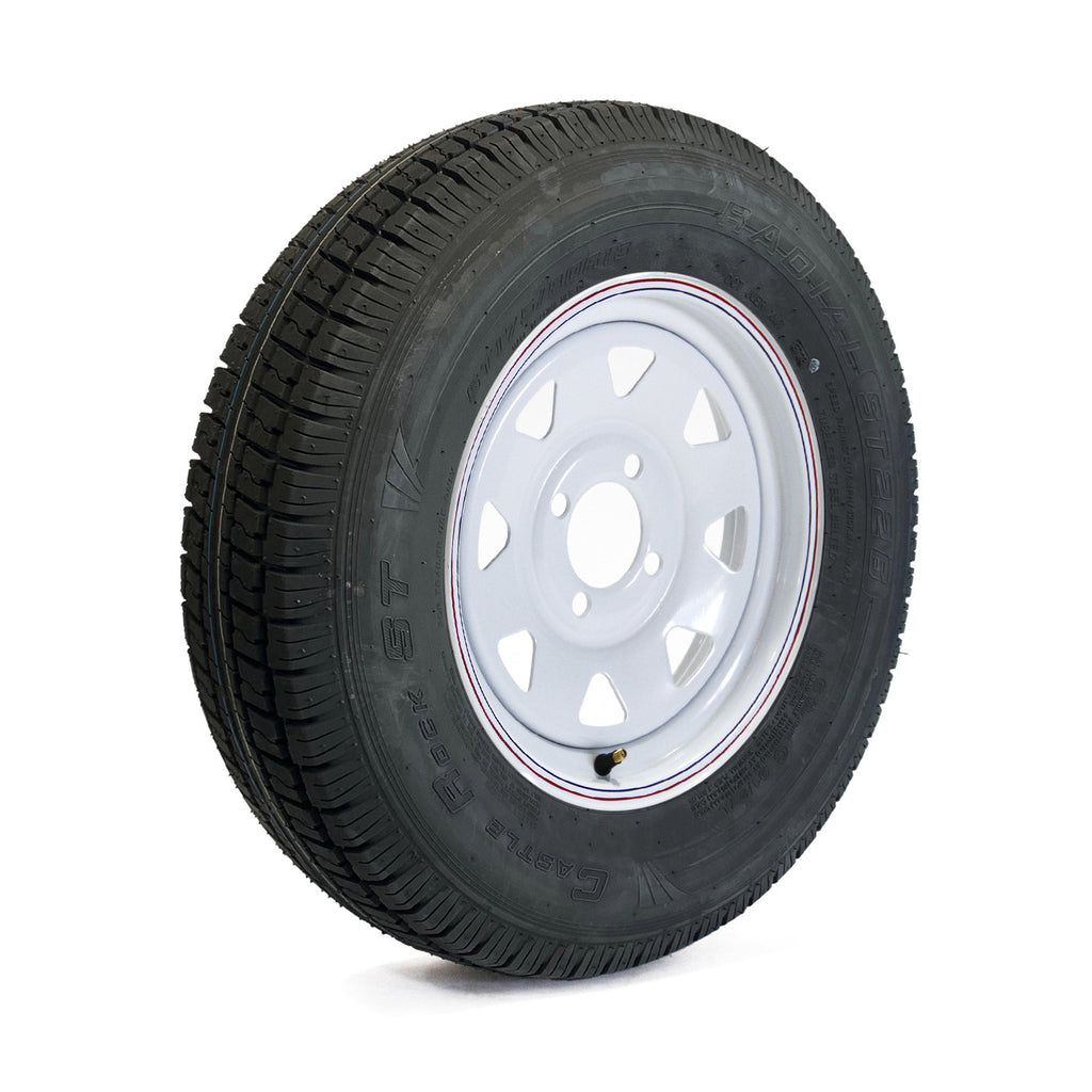 Pneu radial 175/80R13 6 plis LRC 1360 lbs Castle Rock et jante 13" 4 trous rally - RecreaShop