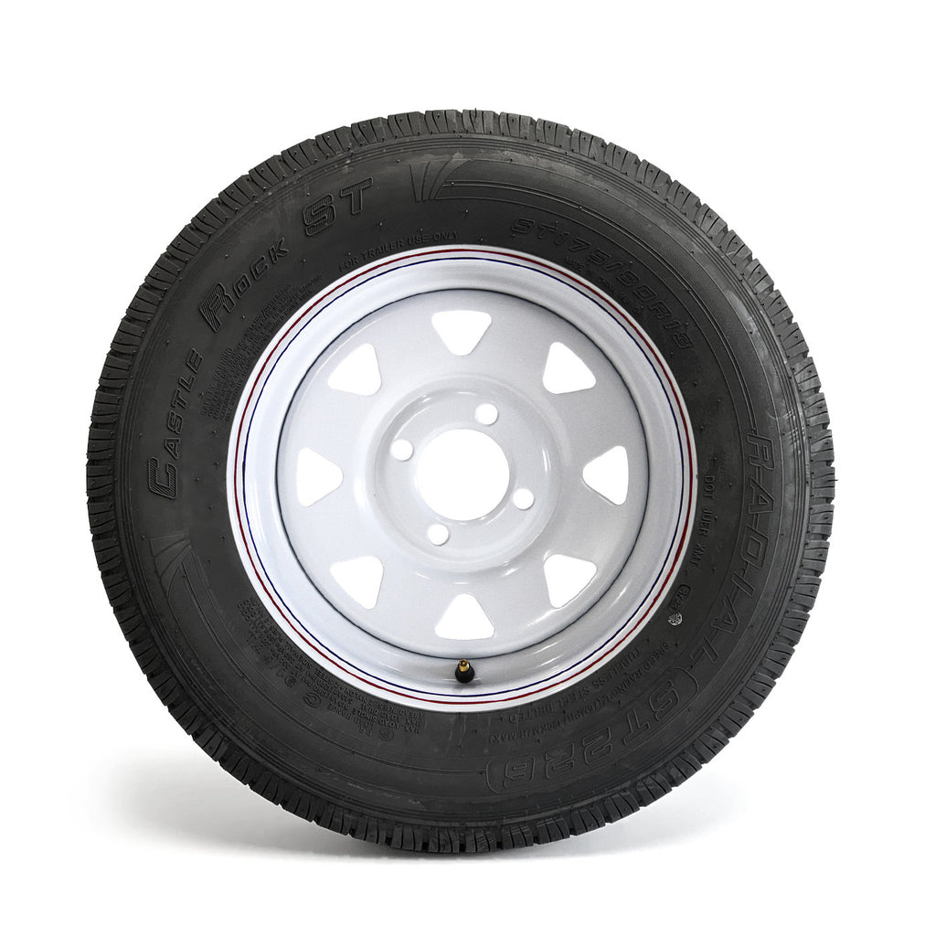 Pneu radial 175/80R13 6 plis LRC 1360 lbs Castle Rock et jante 13" 4 trous rally - RecreaShop