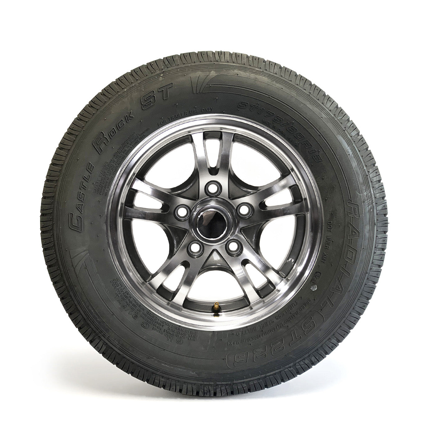 Pneu radial 175/80R13 6 plis LRC 1360 lbs Castle Rock et jante 13" 5 trous aluminium Jaguar - RecreaShop