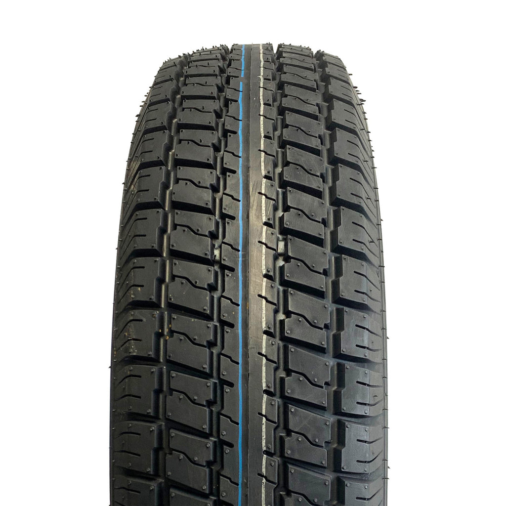 Pneu radial 175/80R13 6 plis LRC 1360 lbs Castle Rock et jante 13" 5 trous aluminium Jaguar - RecreaShop