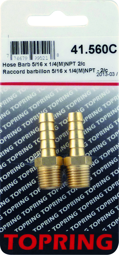 Raccord Barb. 5/16 x 1/4(M)NPT 2pcs/c - Récréashop