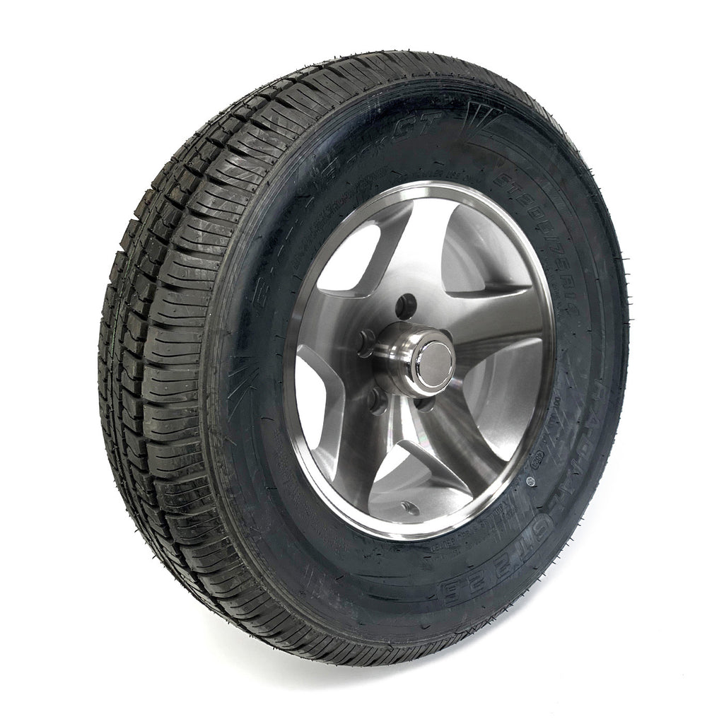 Pneu radial 205/75R14 8 plis LRD 2040 lbs Castle Rock et jante 14" 5 trous Five Star aluminium - RecreaShop