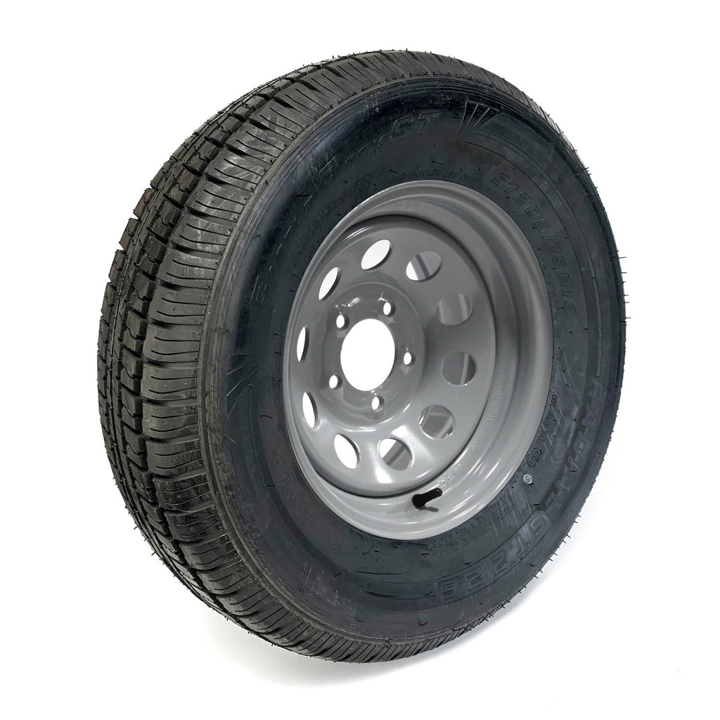 Pneu radial 205/75R14 8 plis LRD 2040 lbs Castle Rock et jante 14" 5 trous modulaire acier grise - RecreaShop