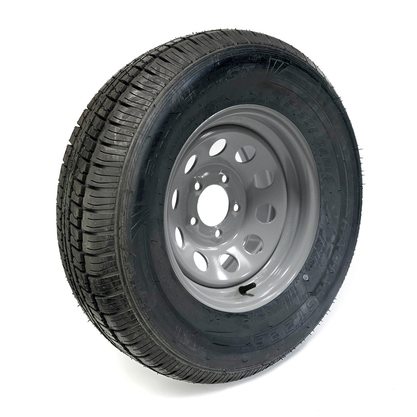 Pneu radial 205/75R14 8 plis LRD 2040 lbs Castle Rock et jante 14" 5 trous modulaire acier grise - RecreaShop