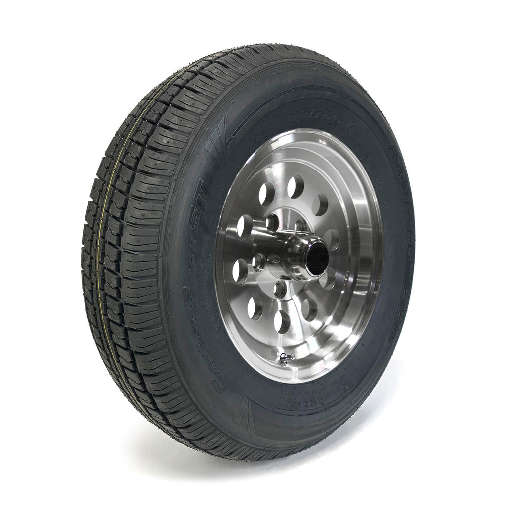 Pneu radial 205/75R14 6 plis LRC 1760 lbs Castle Rock et jante 14" 5 trous modulaire aluminium - RecreaShop
