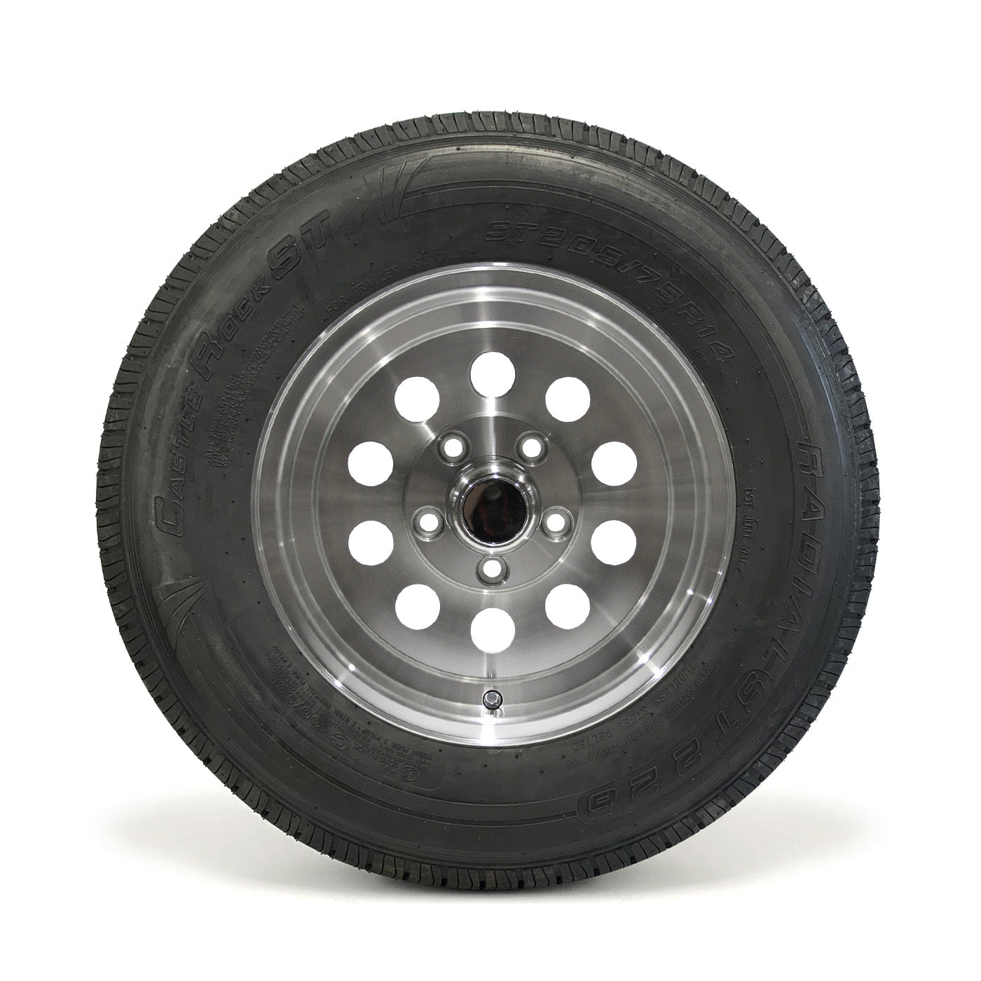 Pneu radial 205/75R14 6 plis LRC 1760 lbs Castle Rock et jante 14" 5 trous modulaire aluminium - RecreaShop