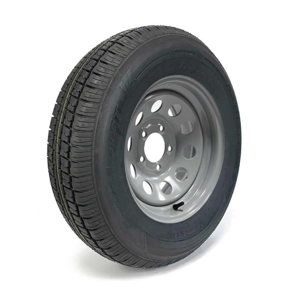 Pneu radial 205/75R14 6 plis LRC 1760 lbs Castle Rock et jante 14" 5 trous modulaire grise en acier - RecreaShop
