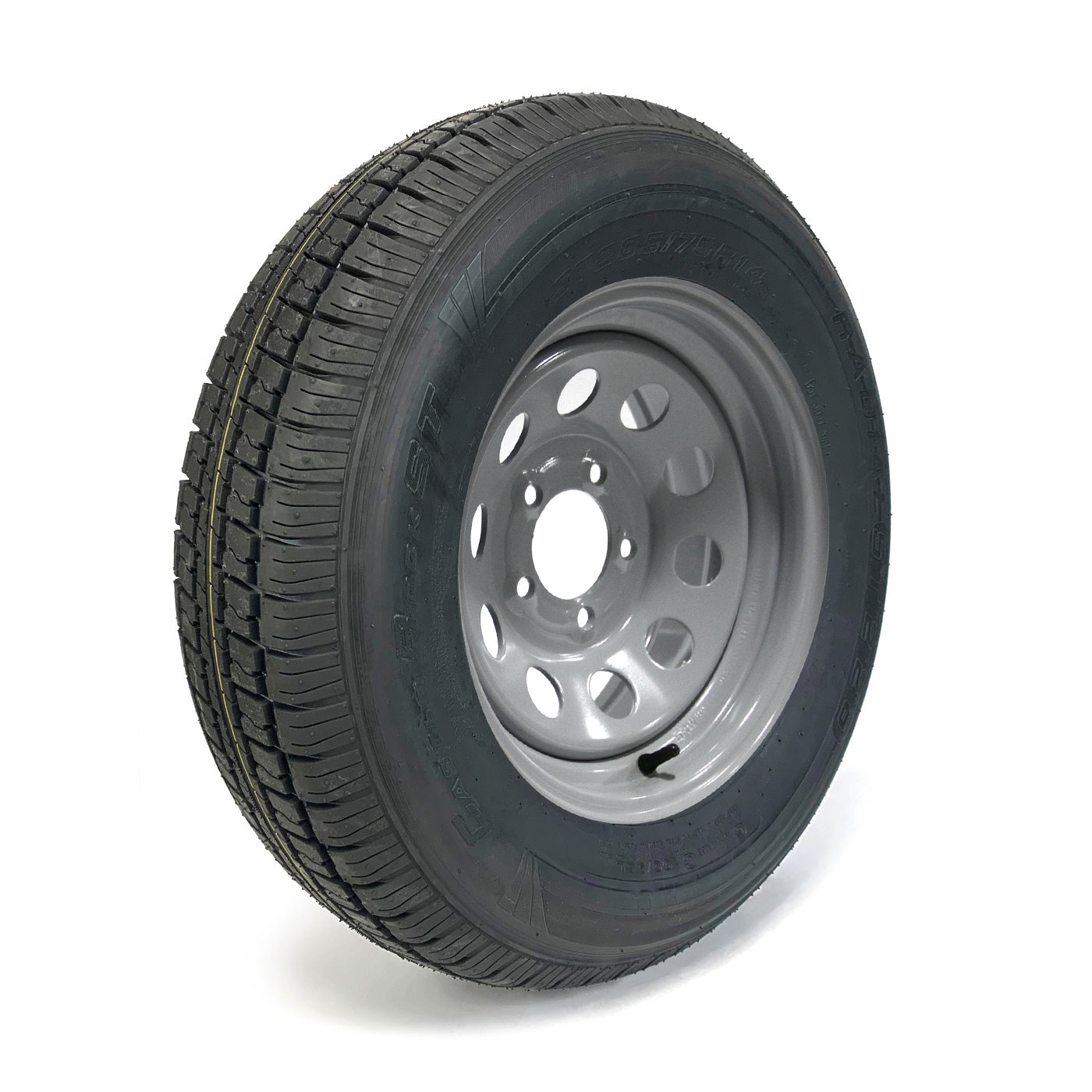 Pneu radial 205/75R14 6 plis LRC 1760 lbs Castle Rock et jante 14" 5 trous modulaire grise en acier - RecreaShop