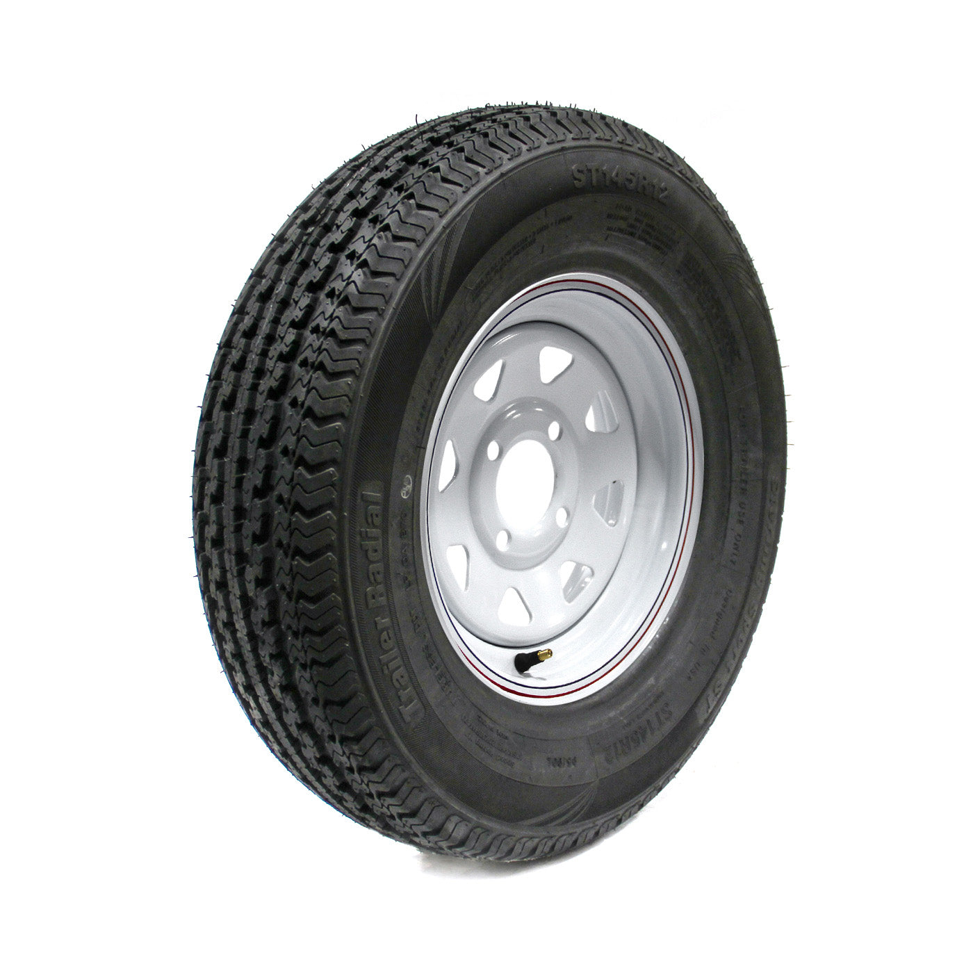 Pneu radial ST145R12 10 plis LRE 1520 lbs Sterling et jante 12" 4 trous rally - RecreaShop