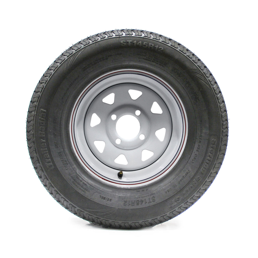 Pneu radial ST145R12 10 plis LRE 1520 lbs Sterling et jante 12" 4 trous rally - RecreaShop