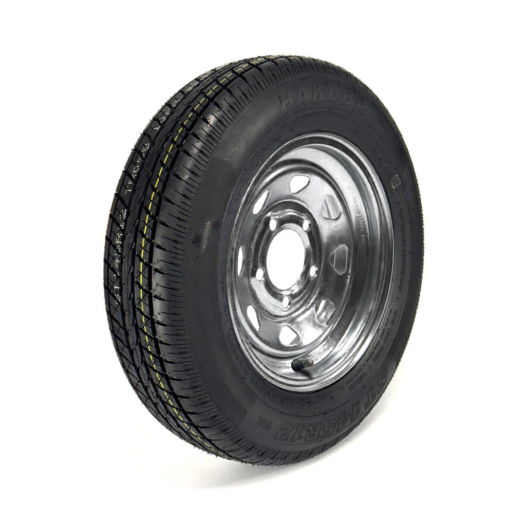 Pneu radial ST145R12 10 plis LRE 1520 lbs Hakuba et jante 12" 5 trous galvanisée - RecreaShop