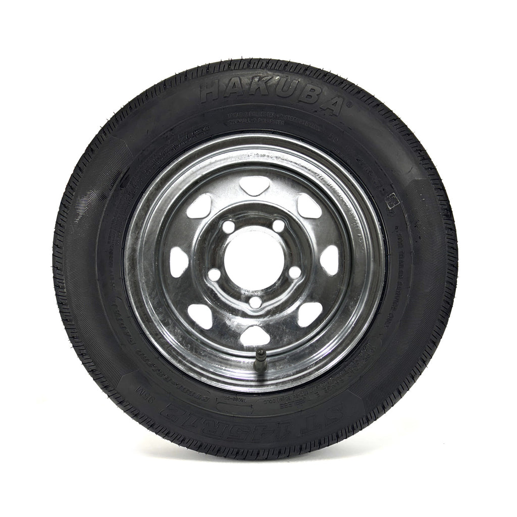 Pneu radial ST145R12 10 plis LRE 1520 lbs Hakuba et jante 12" 5 trous galvanisée - RecreaShop