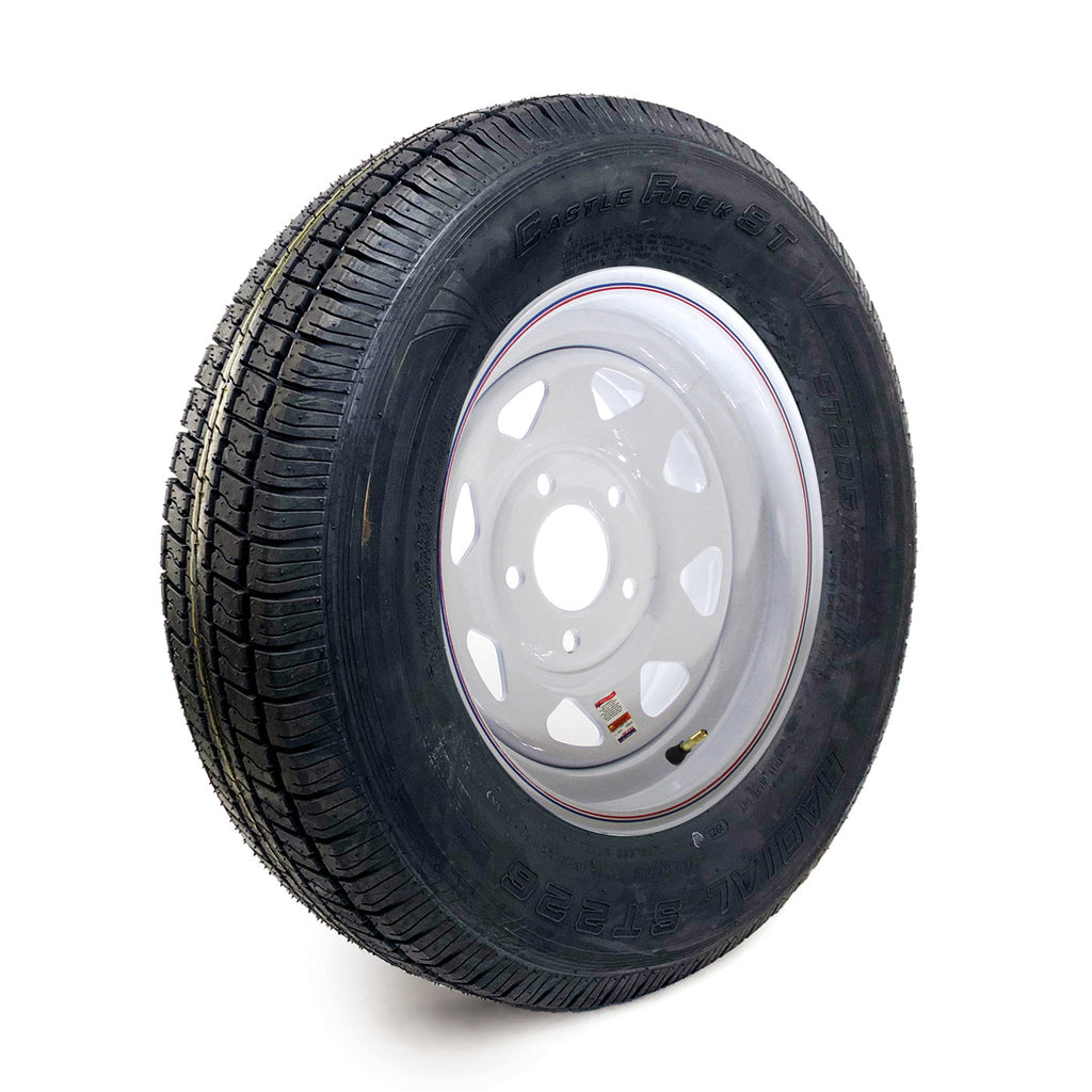 Pneu radial 205/75R15 6 plis LRC 1820 lbs Castle Rock et jante 15" 5 trous 5" B.C. rally - RecreaShop