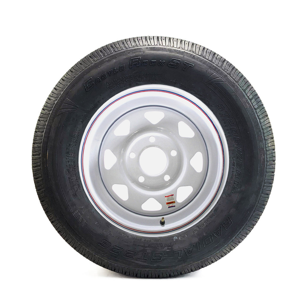 Pneu radial 205/75R15 6 plis LRC 1820 lbs Castle Rock et jante 15" 5 trous 5" B.C. rally - RecreaShop