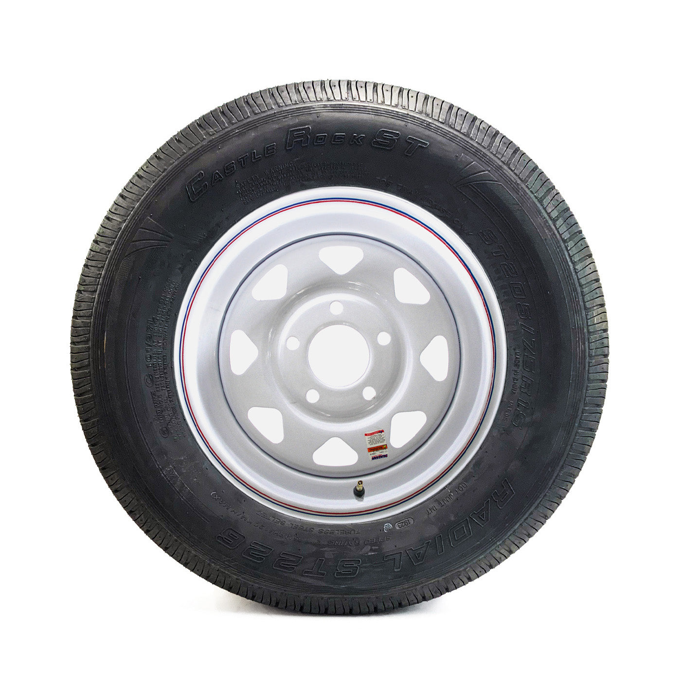 Pneu radial 205/75R15 6 plis LRC 1820 lbs Castle Rock et jante 15" 5 trous 5" B.C. rally - RecreaShop