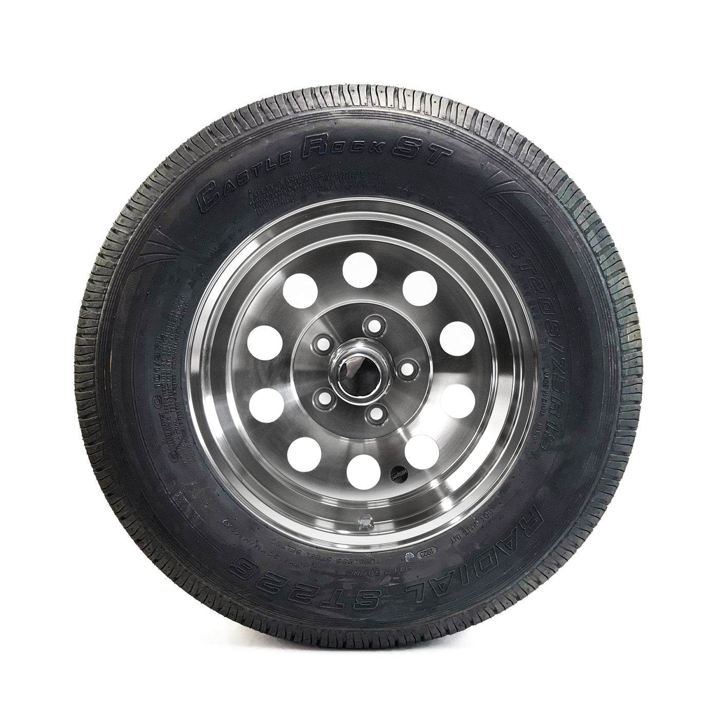 Pneu radial 205/75R15 6 plis LRC 1820 lbs Castle Rock et jante 15" 5 trous modulaire aluminium - RecreaShop