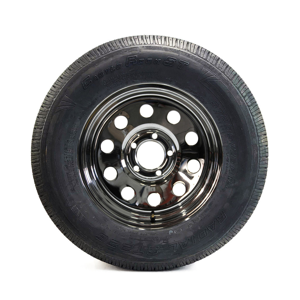 Pneu radial 205/75R15 6 plis LRC 1820 lbs Castle Rock et jante 15" 5 trous chrome - RecreaShop