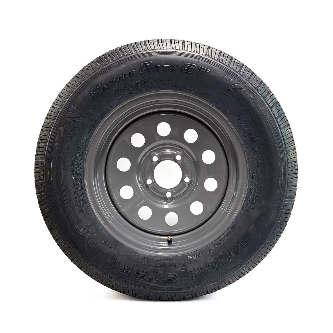 Pneu radial 205/75R15 6 plis LRC 1820 lbs Castle Rock et jante 15" 5 trous modulaire grise - RecreaShop