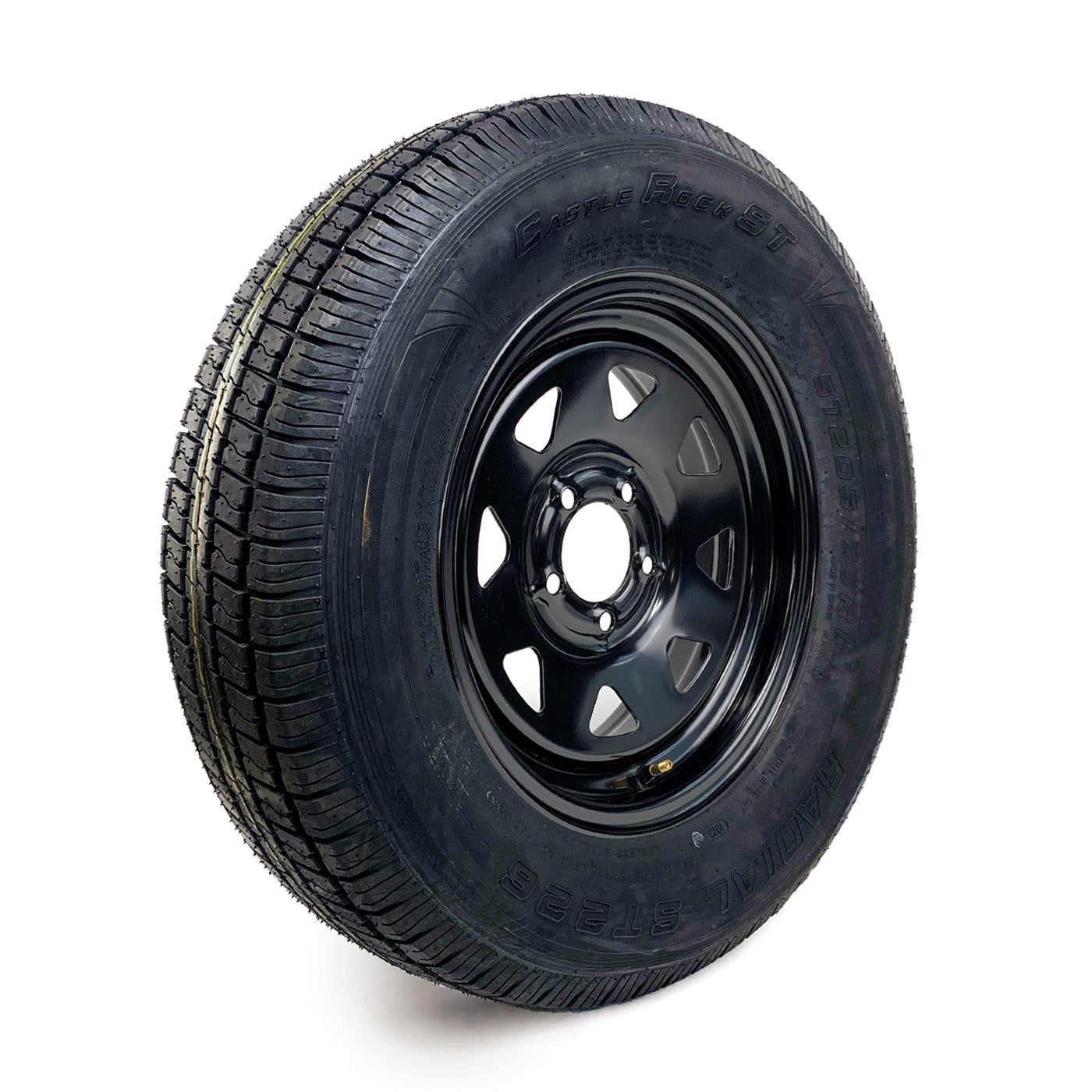 Pneu radial 205/75R15 6 plis LRC 1820 lbs Castle Rock et jante 15" 5 trous noire rally - RecreaShop