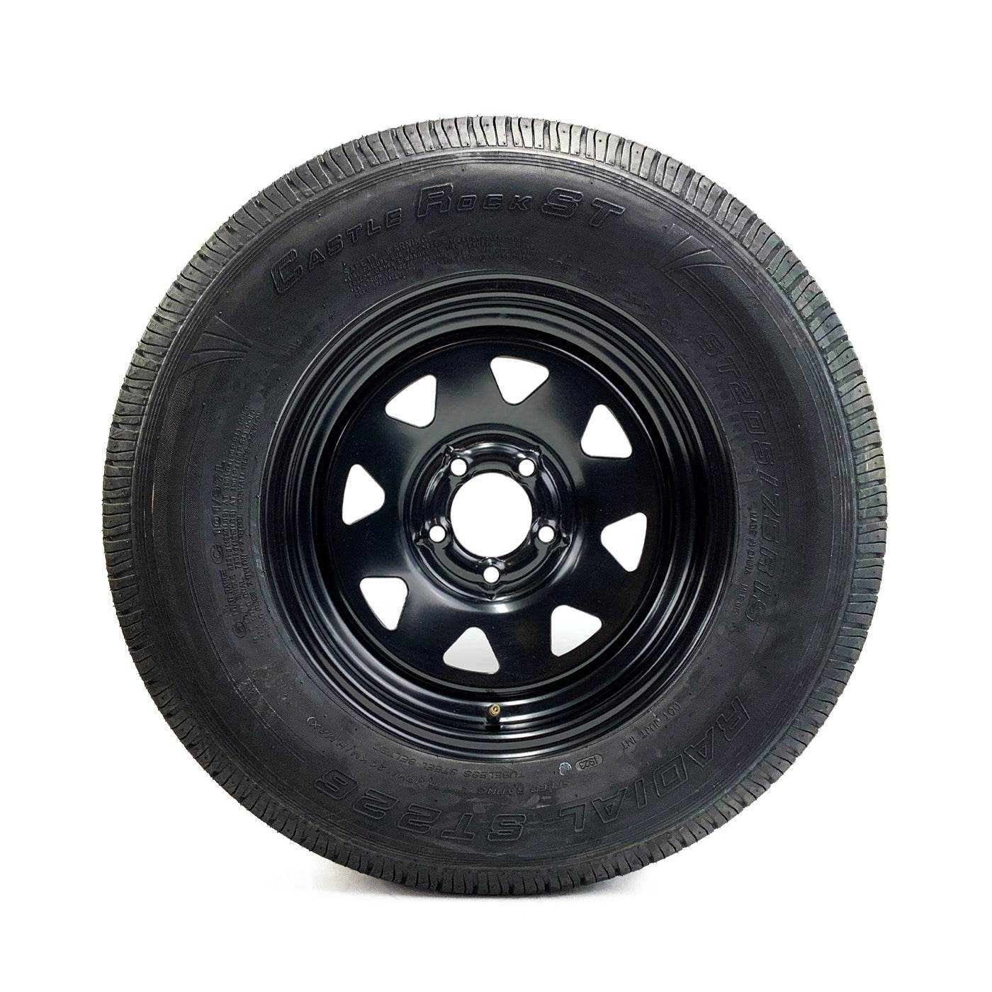 Pneu radial 205/75R15 6 plis LRC 1820 lbs Castle Rock et jante 15" 5 trous noire rally - RecreaShop
