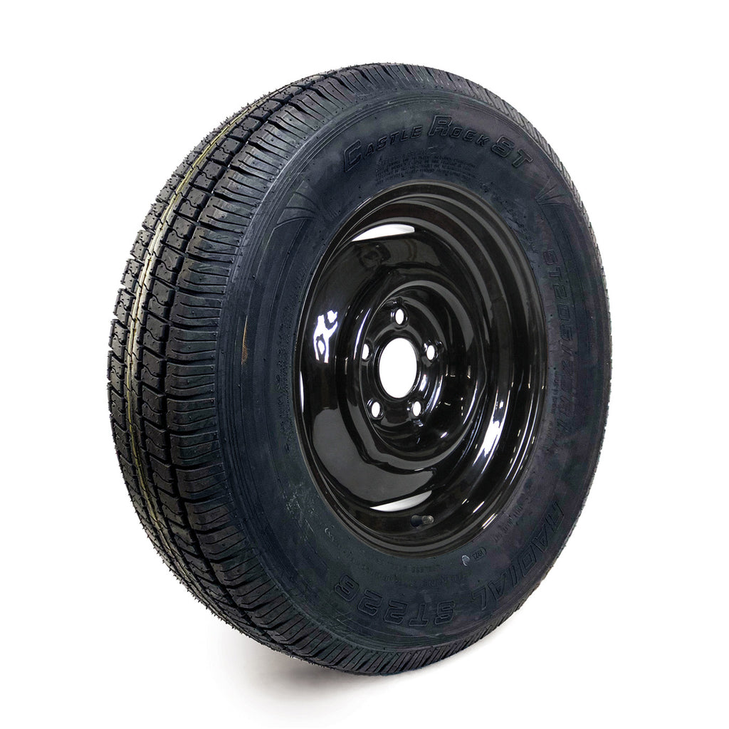 Pneu radial 205/75R15 6 plis LRC 1820 lbs Castle Rock et jante 15" 5 trous noire - RecreaShop