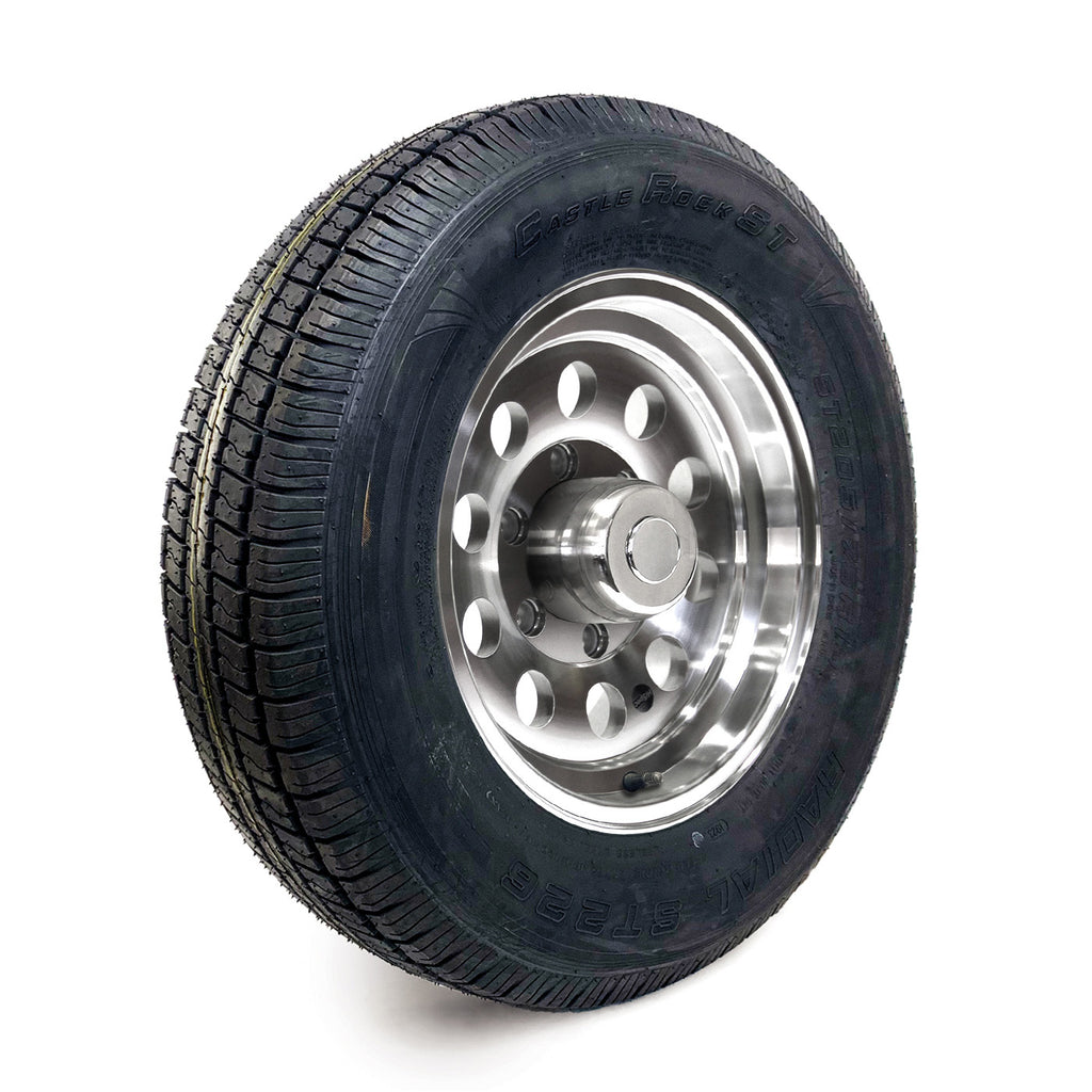 Pneu radial 205/75R15 6 plis LRC 1820 lbs Castle Rock et jante 15" 6 trous modulaire aluminium - RecreaShop