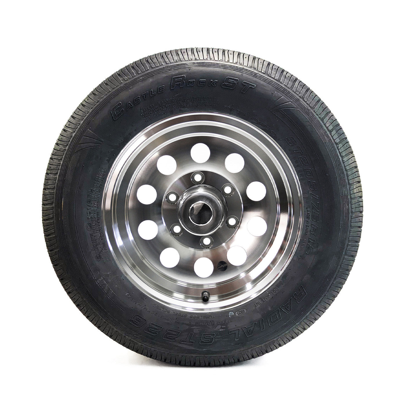 Pneu radial 205/75R15 6 plis LRC 1820 lbs Castle Rock et jante 15" 6 trous modulaire aluminium - RecreaShop
