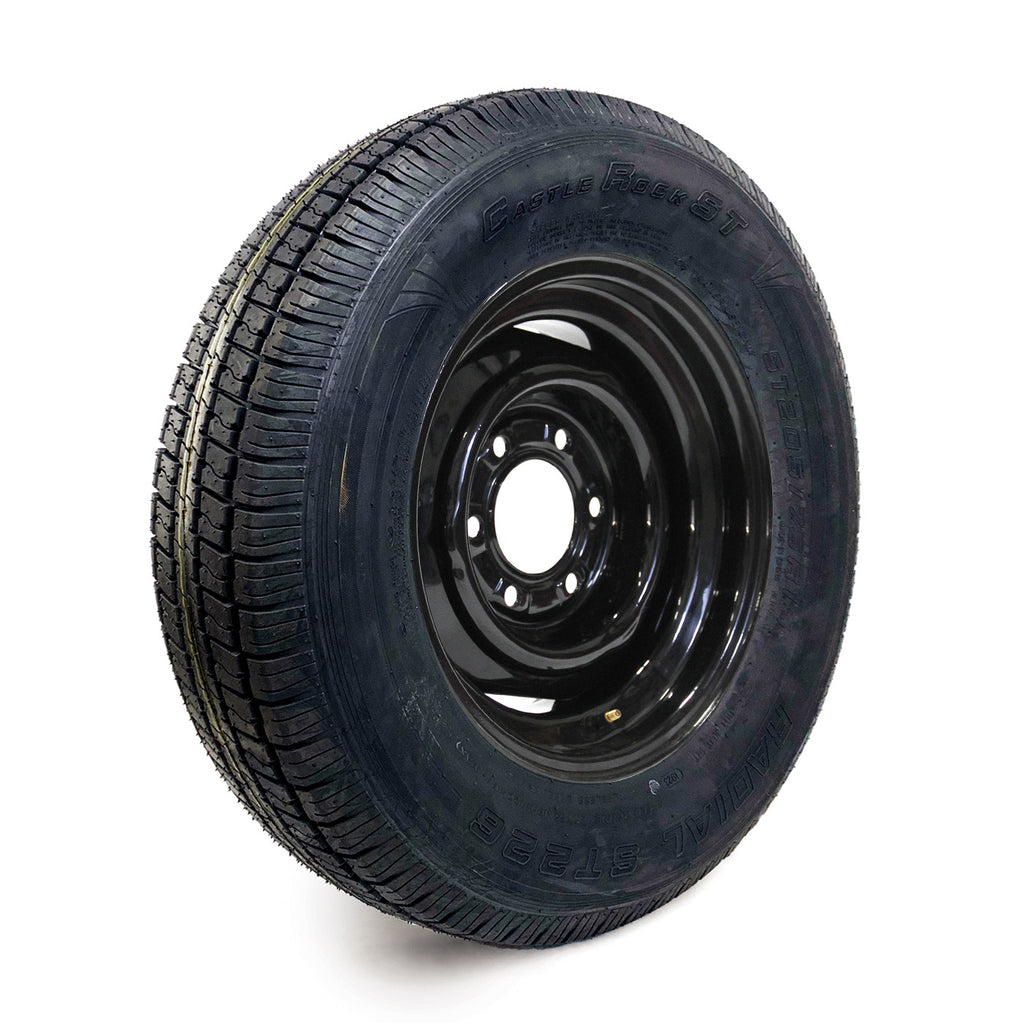 Pneu radial 205/75R15 6 plis LRC 1820 lbs Castle Rock et jante 15" 6 trous noire - RecreaShop