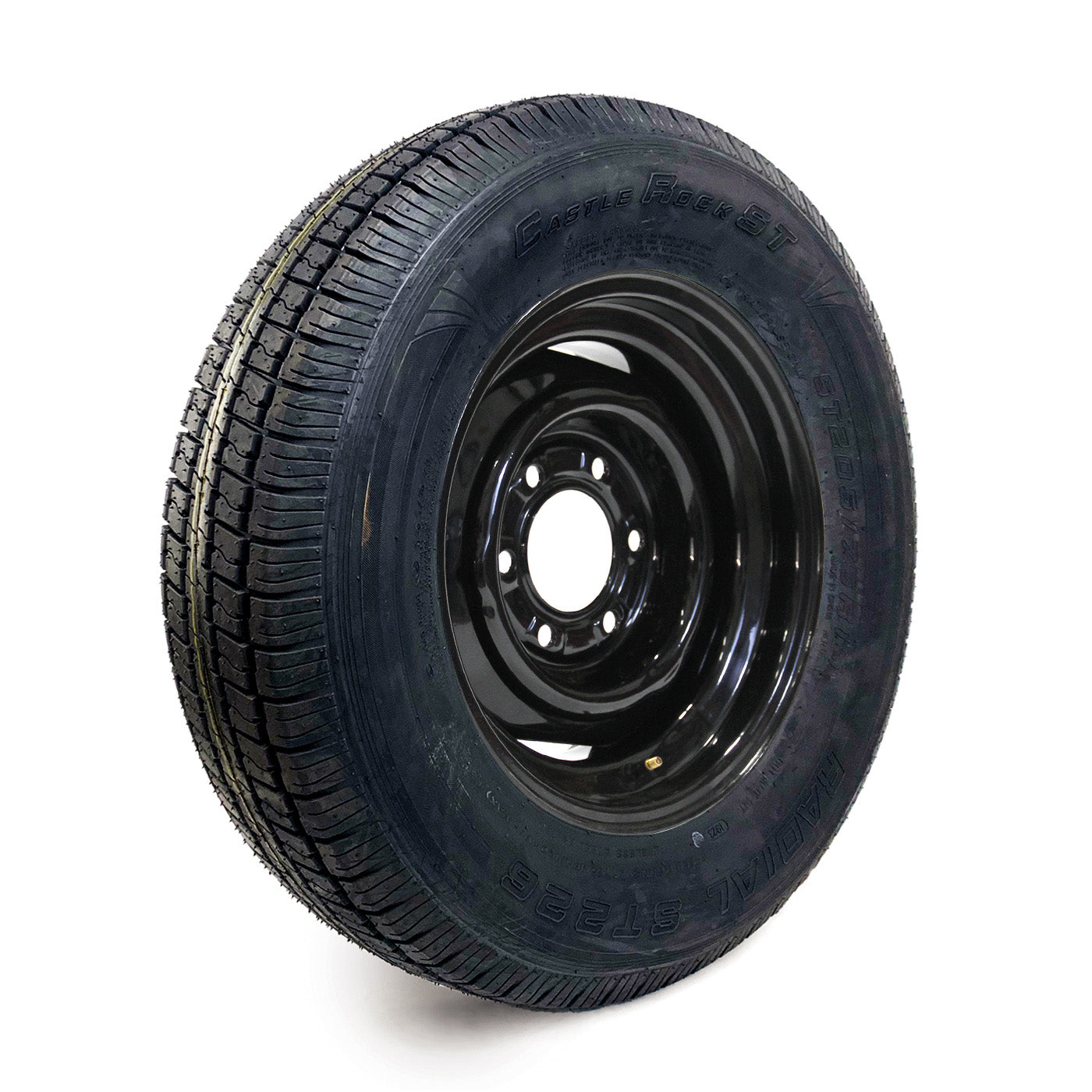 Pneu radial 205/75R15 6 plis LRC 1820 lbs Castle Rock et jante 15" 6 trous noire - RecreaShop