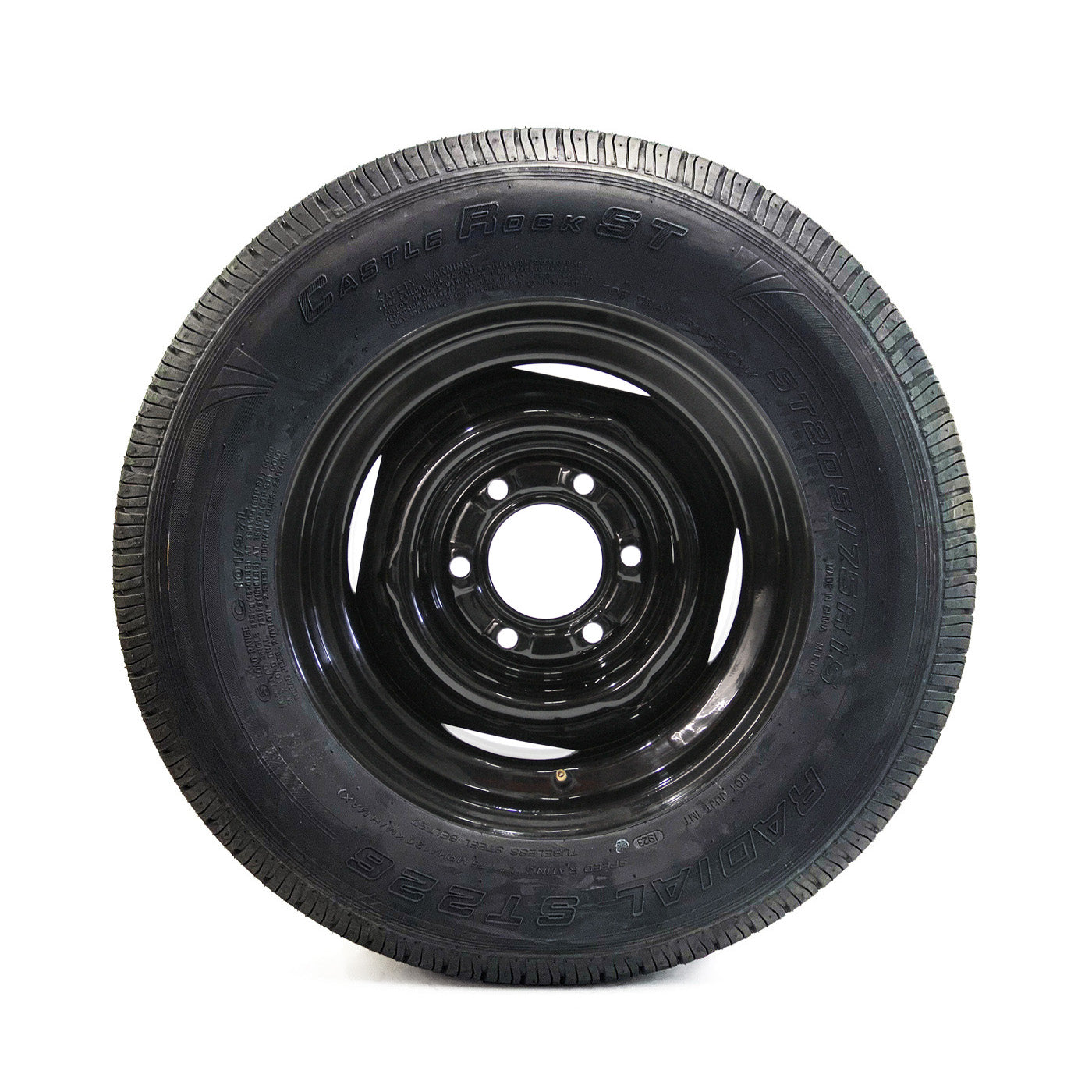 Pneu radial 205/75R15 6 plis LRC 1820 lbs Castle Rock et jante 15" 6 trous noire - RecreaShop