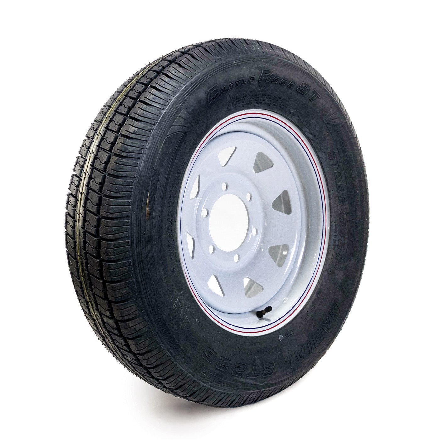 Pneu radial 205/75R15 6 plis LRC 1820 lbs Castle Rock et jante 15" 6 trous rally - RecreaShop