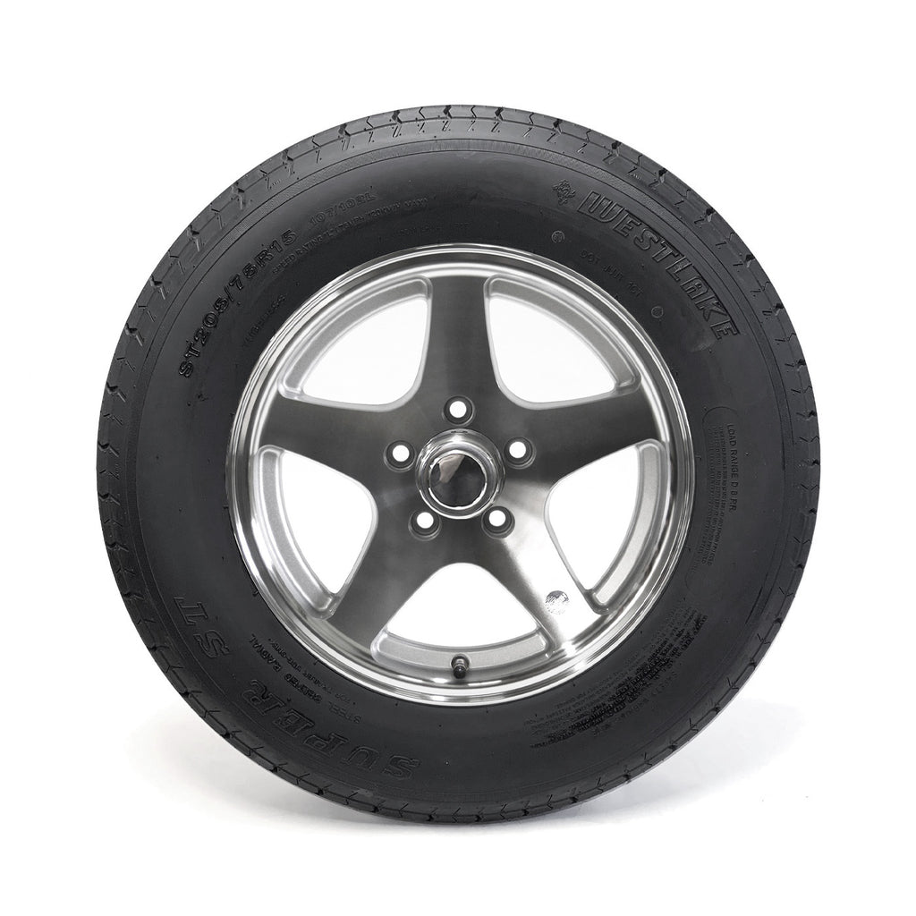 Pneu radial ST205/75R15 8 plis LRD 2150 lbs Westlake et jante 15" 5 trous Five Star aluminium - RecreaShop