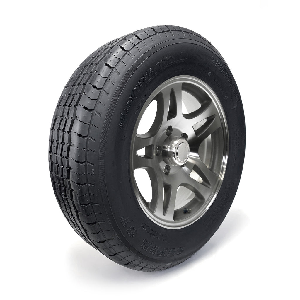 Pneu radial ST205/75R15 8 plis LRD 2150 lbs Westlake et jante 15" 5 trous aluminium modèle-S5 - RecreaShop