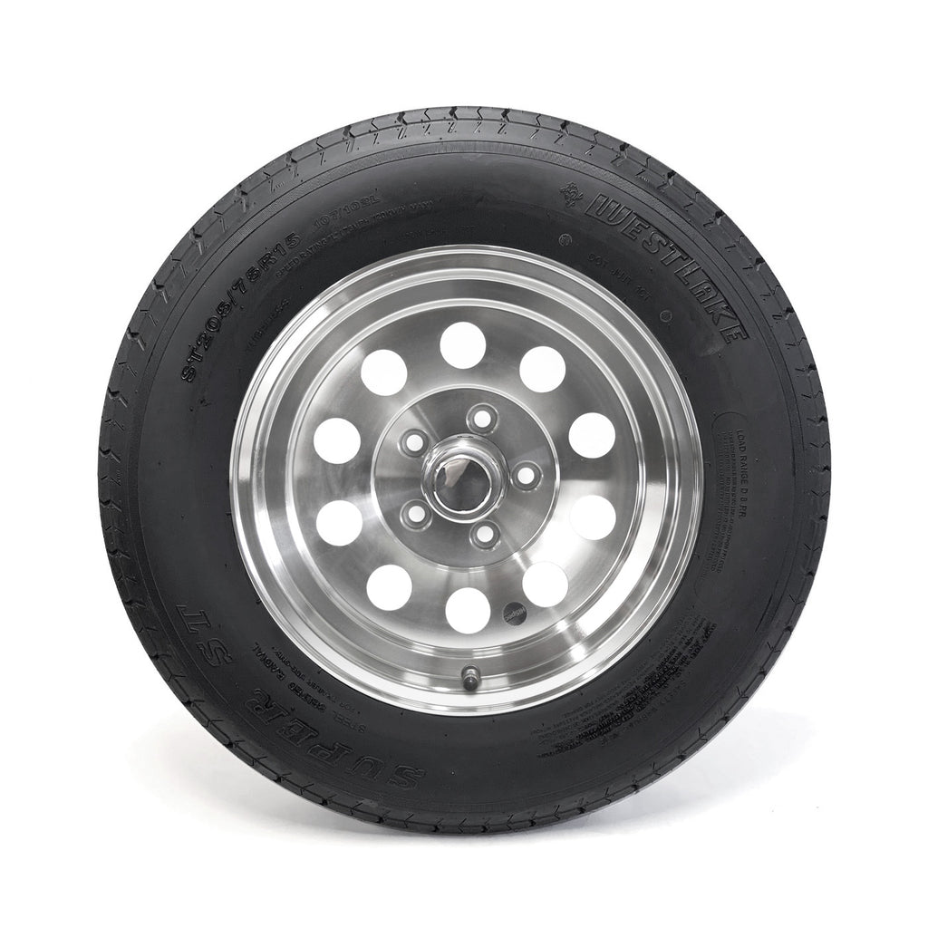 Pneu radial ST205/75R15 8 plis LRD 2150 lbs Westlake et jante 15" 5 trous modulaire aluminium - RecreaShop