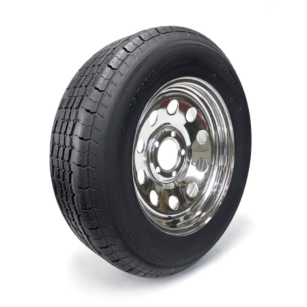 Pneu radial ST205/75R15 8 plis LRD 2150 lbs Westlake et jante 15" 5 trous chrome - RecreaShop