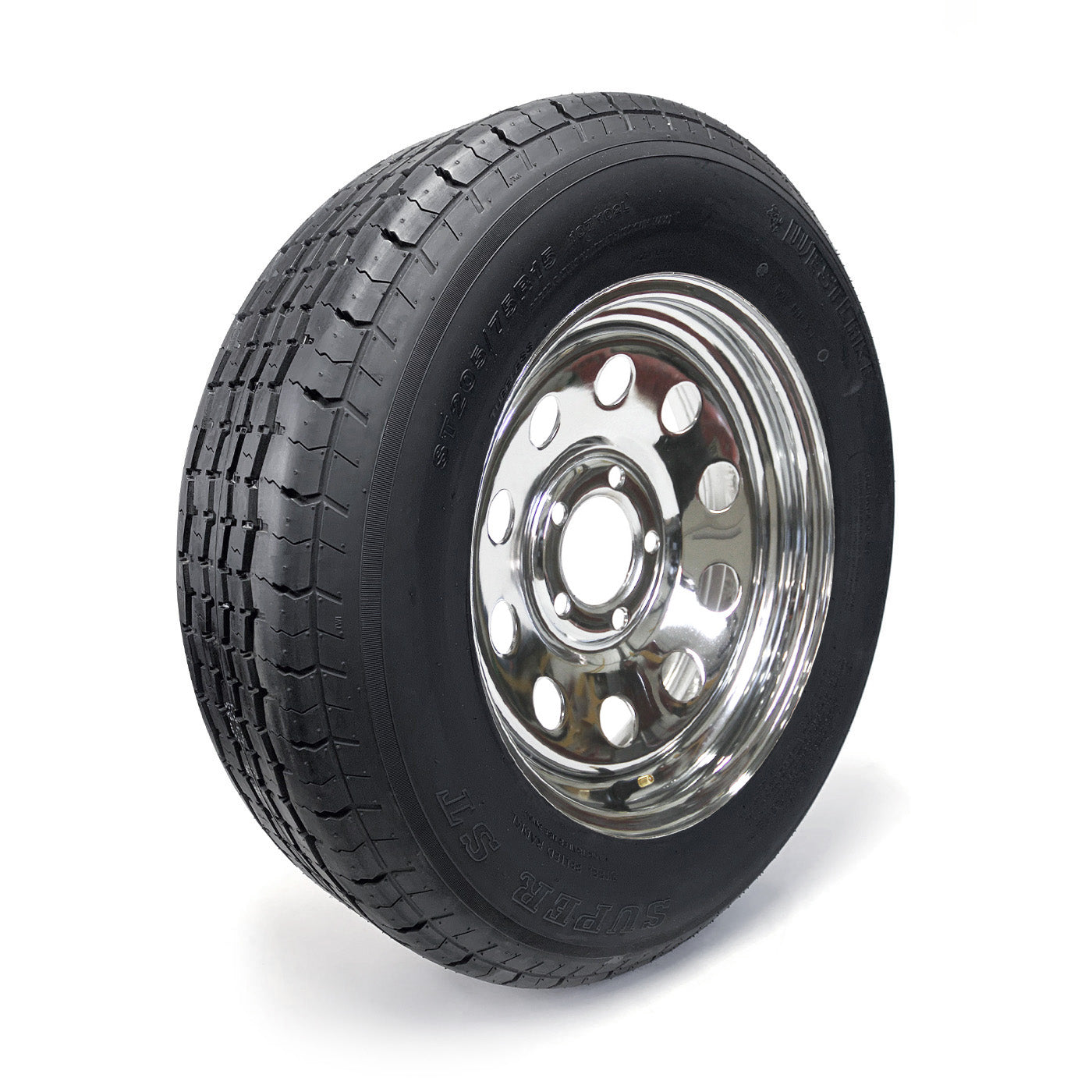 Pneu radial ST205/75R15 8 plis LRD 2150 lbs Westlake et jante 15" 5 trous chrome - RecreaShop